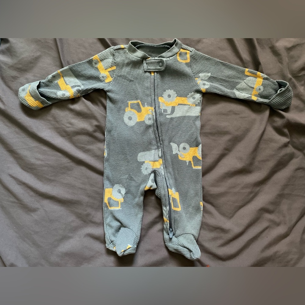 Baby Boy Tractor Thermal 2 Way Zip Sleep and Play